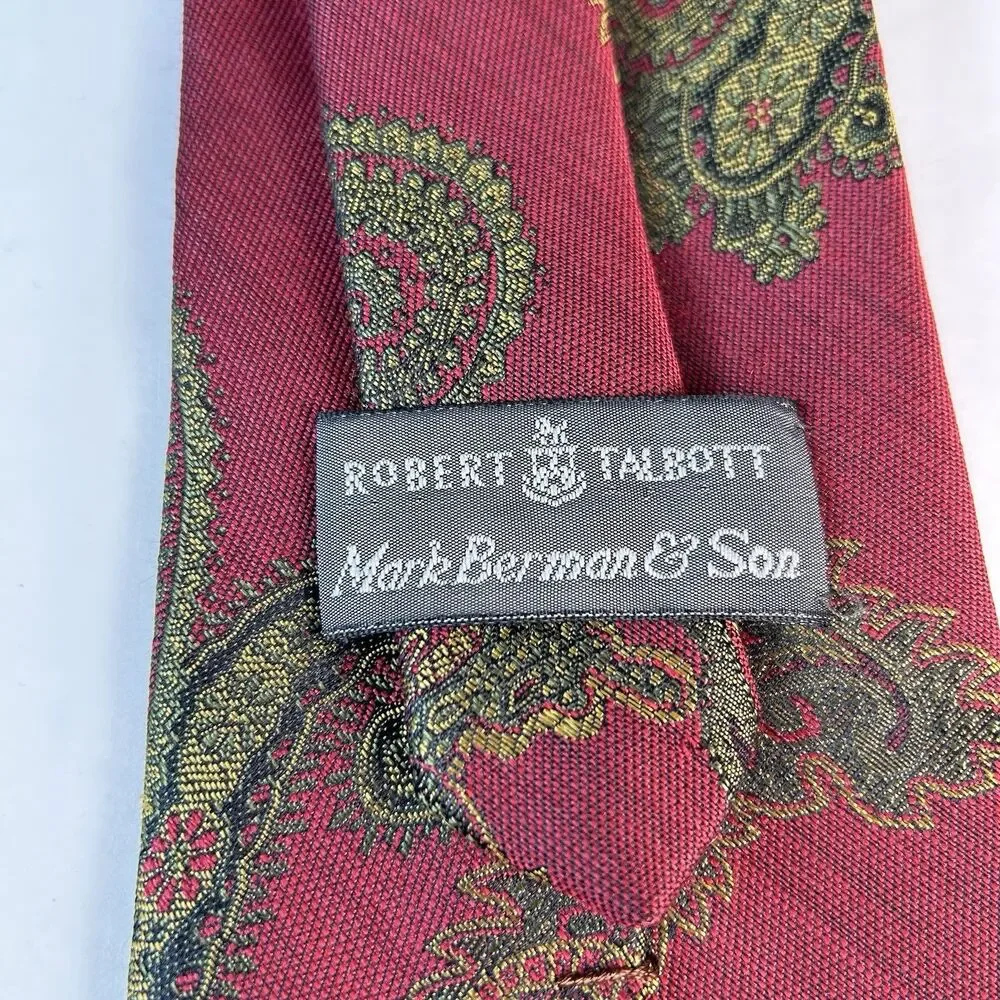 Robert Talbott Mens Wine Red Paisley 100% Silk Tie